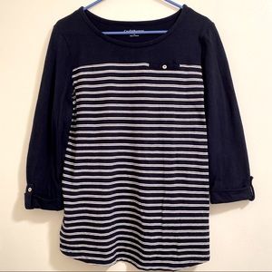 Croft and Barrow blue top White striped.